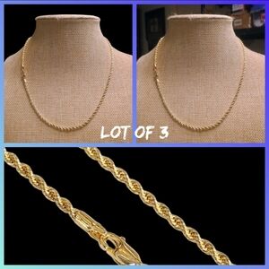 Lot Of 3 18k Italian Gold Filled 2.5mm Rope Chains No Tarnish